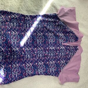 Eddie Bauer Girls' Lavender and Navy Printed Rash Guard